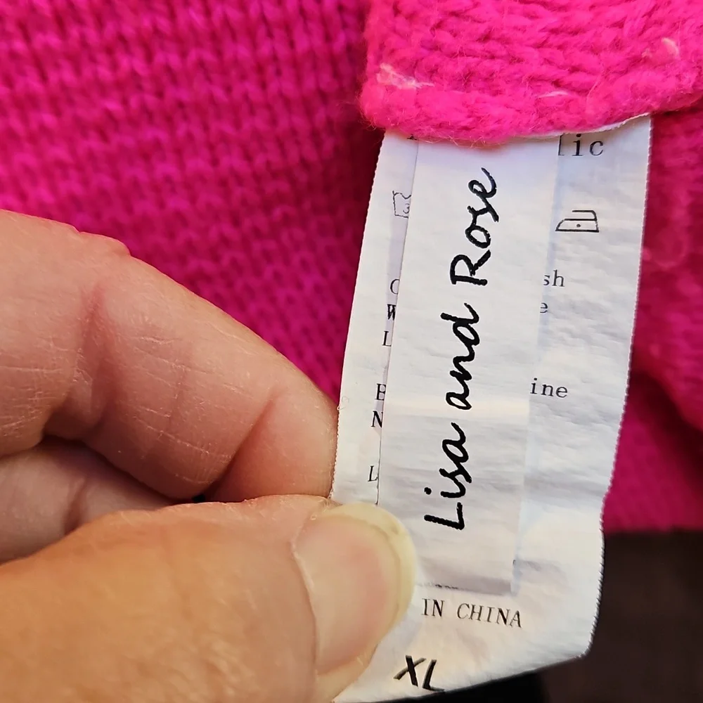 LISA & ROSE Women's Bright Pink Sweater - XL